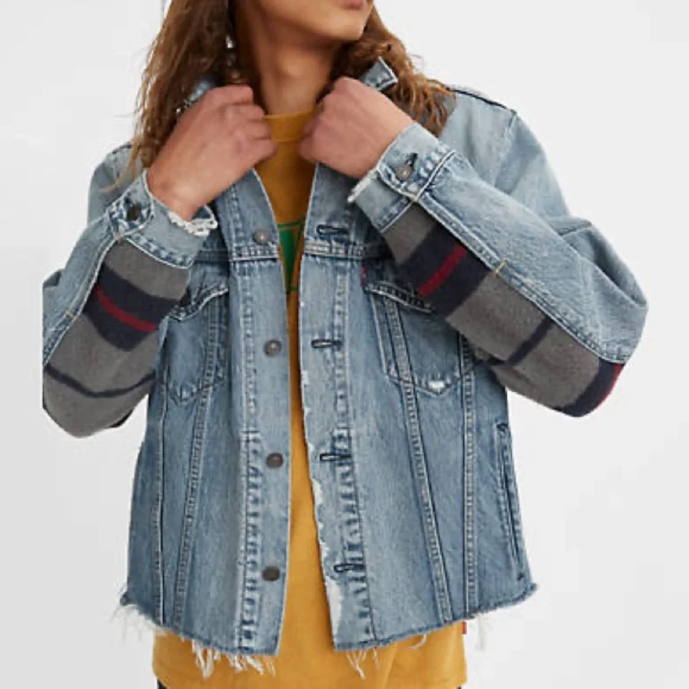 Levi's® Premium BLANKET BACK TRUCKER JACKET - BIG BLANKET DECONSTRUCTED - Blue - Picture 12 of 14